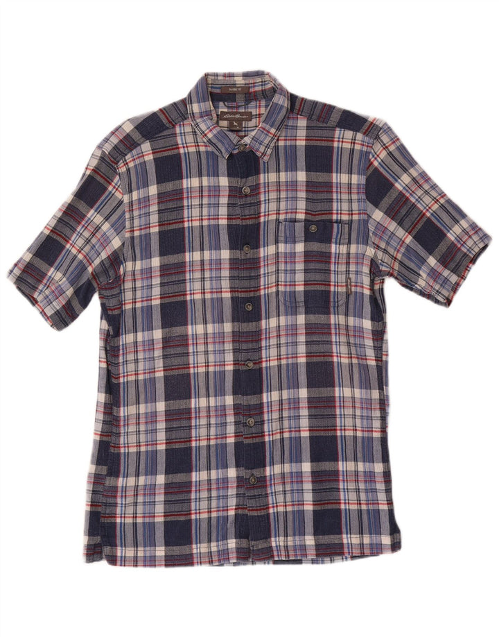 Cămașă cu mânecă scurtă pentru bărbați EDDIE BAUER, bumbac cu carouri albastru mediu