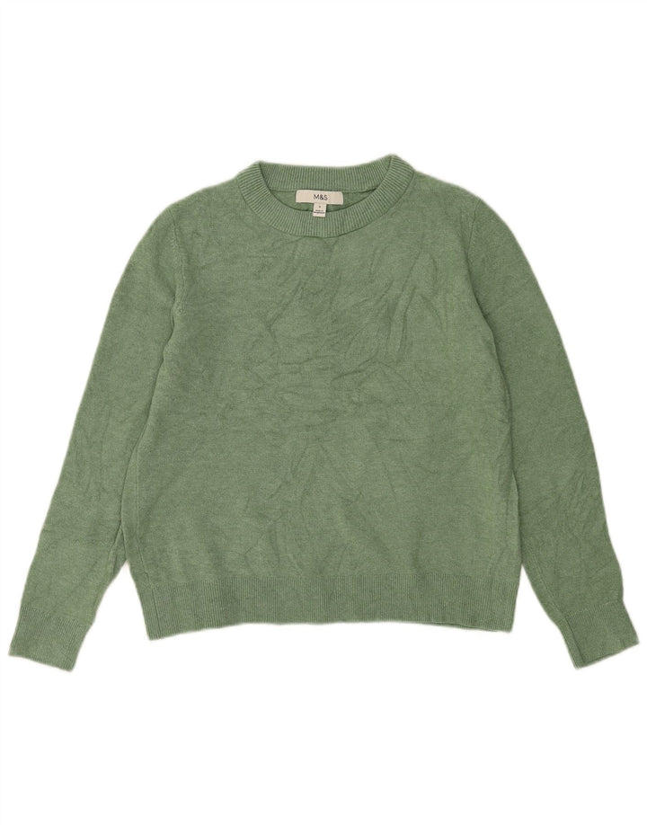 Pulover pentru femei Marks & Spencer cu decolteu rotund din poliester verde mic, UK 10