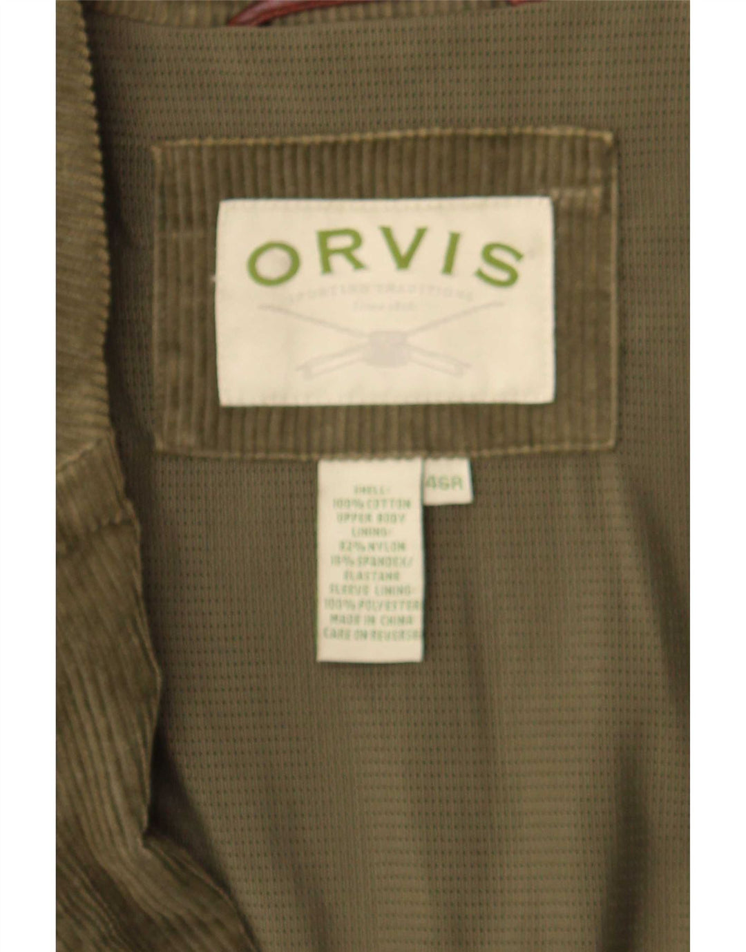 Orvis Jachetă pentru bărbați din velur cu 2 nasturi EU 46 3XL bumbac verde