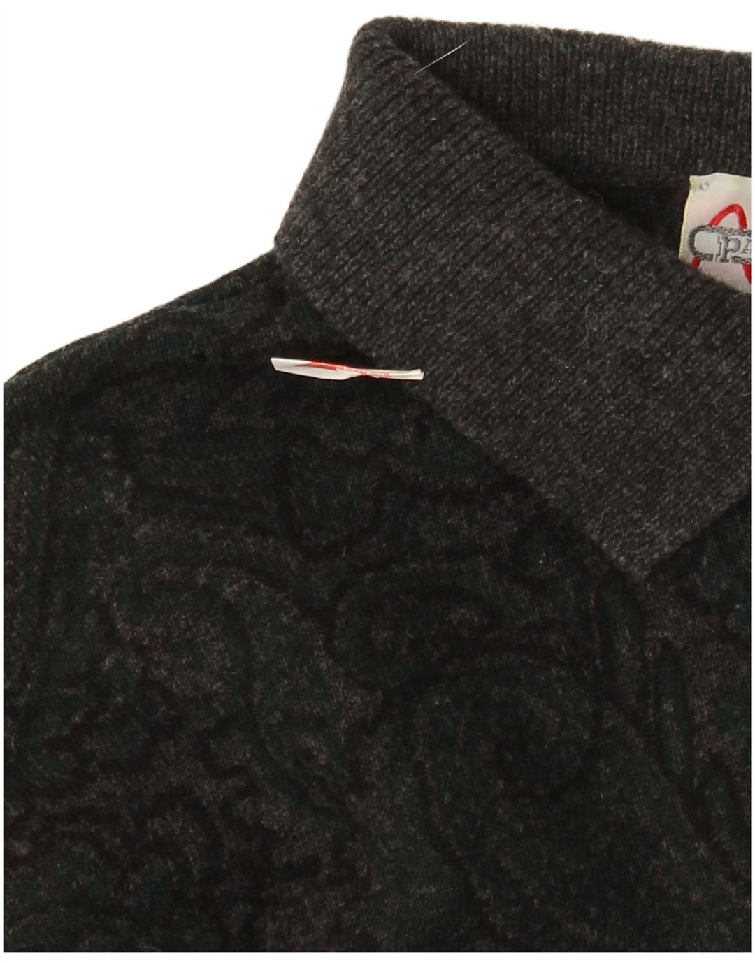Pancaldi & B Pulover cu gât polo pentru bărbați IT 48 Lână Paisley Gri mediu