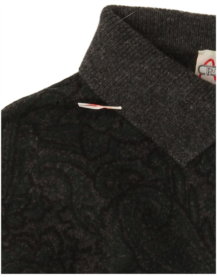 Pancaldi & B Pulover cu gât polo pentru bărbați IT 48 Lână Paisley Gri mediu