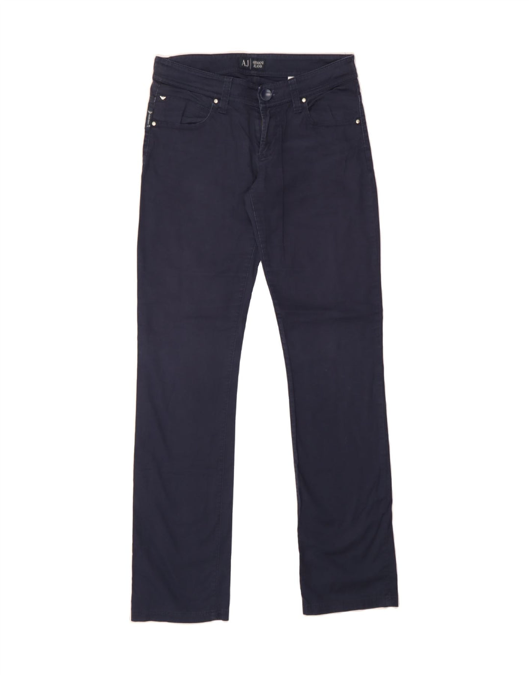 ARMANI Womens Slim Casual Trousers W26 L31 Navy Blue Vintage Armani and Second-Hand Armani from Messina Hembry 