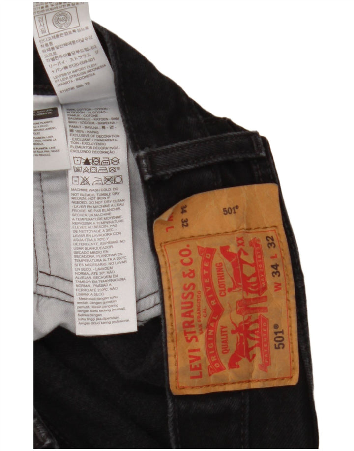 Blugi drepti pentru bărbați Levi's 501 W34 L32 bumbac negru