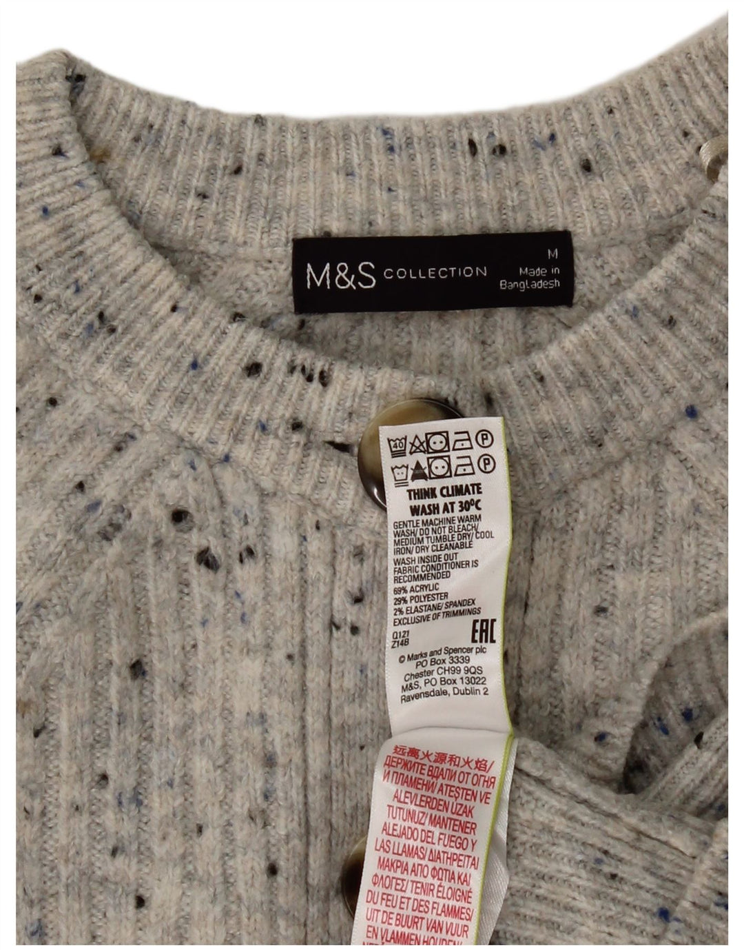 Pulover cardigan crop pentru femei Marks & Spencer UK 14 Medium Grey Flecked