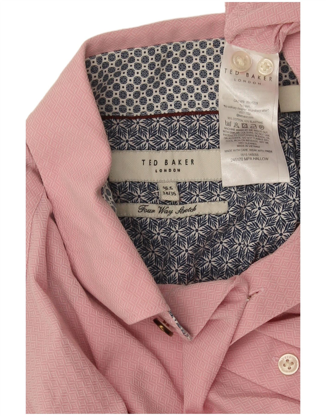Cămașă pentru bărbați Ted Baker, mărime 16 1/2 mare, bumbac geometric geometric