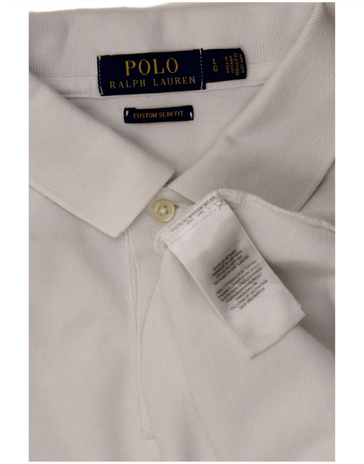 POLO RALPH LAUREN Tricou polo personalizat pentru bărbați, bumbac alb mare
