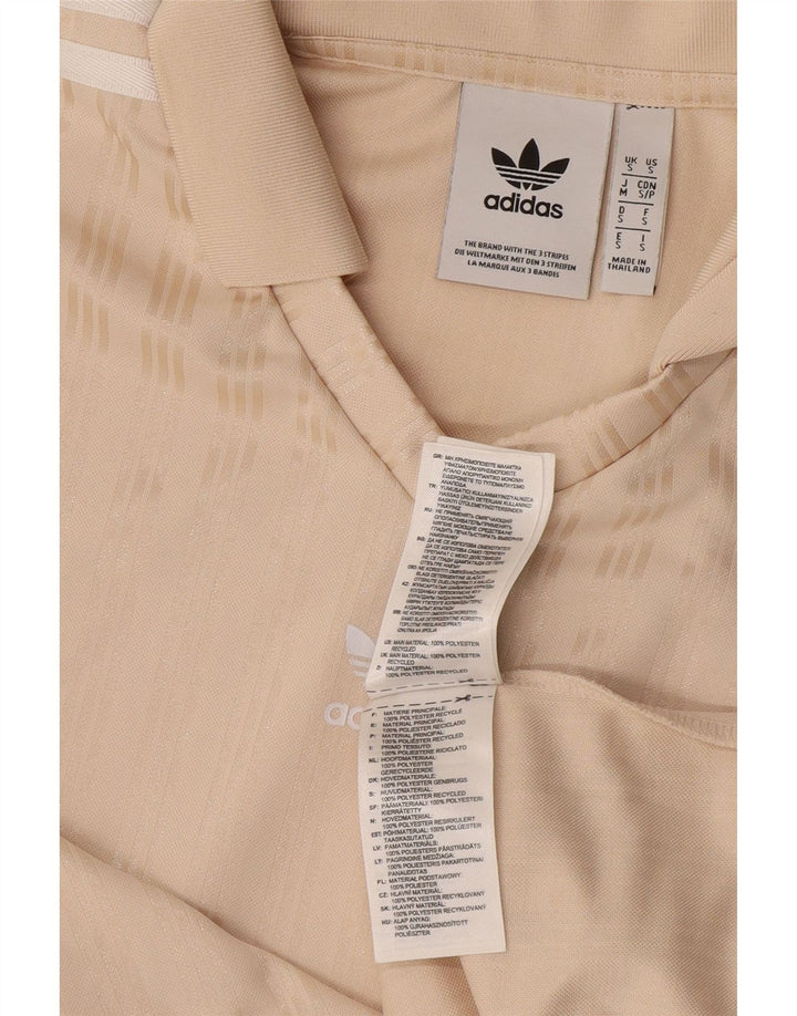 Tricou polo Adidas pentru bărbați, poliester cu dungi mici, bej