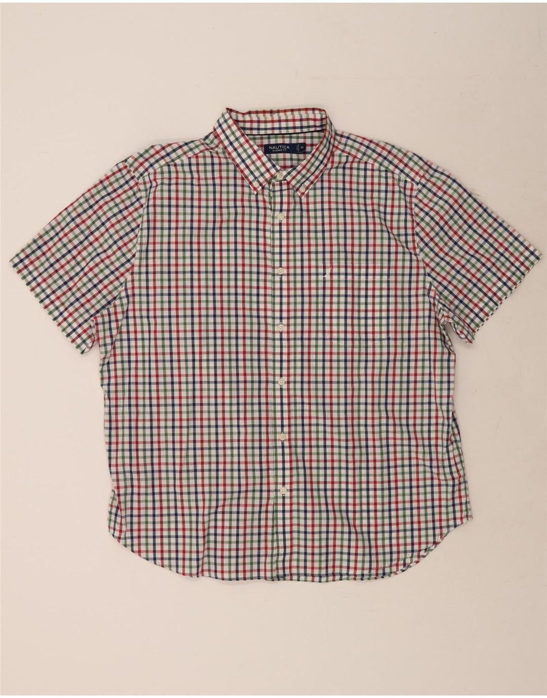 NAUTICA Mens Classic Fit Short Sleeve Shirt 2XL Multicoloured Gingham Vintage Nautica and Second-Hand Nautica from Messina Hembry 
