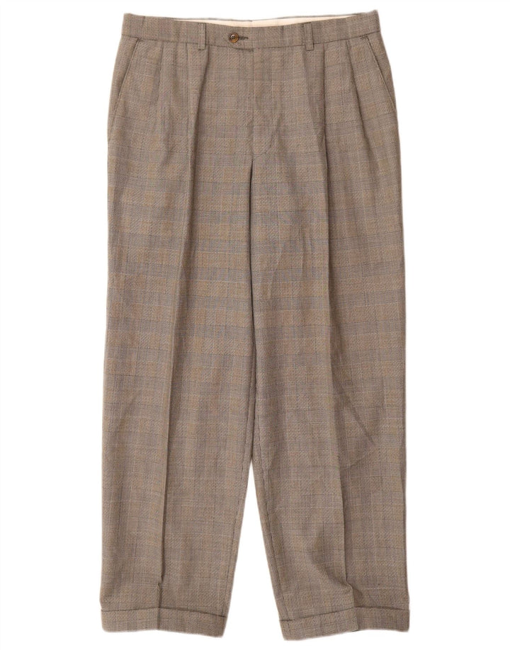 Marks & Spencer Pantaloni de costum pentru bărbați St. Michael Pegged W32 L29 Gri Check