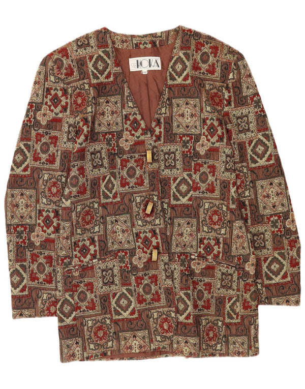 Jachetă vintage pentru femei cu 3 nasturi IT 46 mare maro mozaic acetat