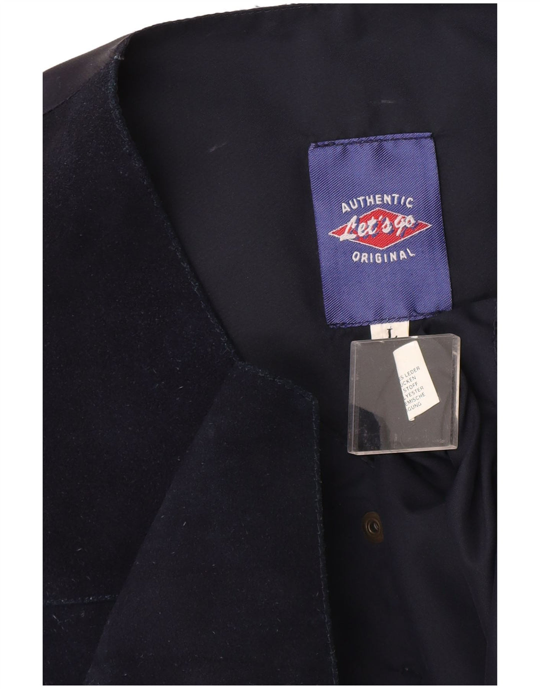 VINTAGE Vestă bărbătească din piele intoarsa mare albastru bleumarin
