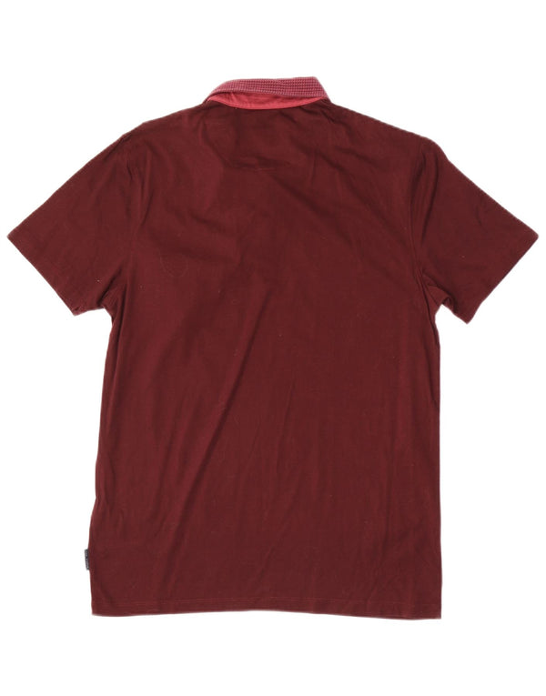 Tricou polo pentru bărbați Ted Baker, mărimea 3, bumbac geometric maro mediu