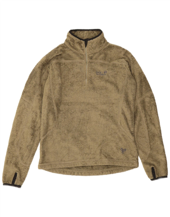 Pulover pentru femei Jack Wolfskin, cu fermoar și gât, din lână UK 10 Poliester kaki mic