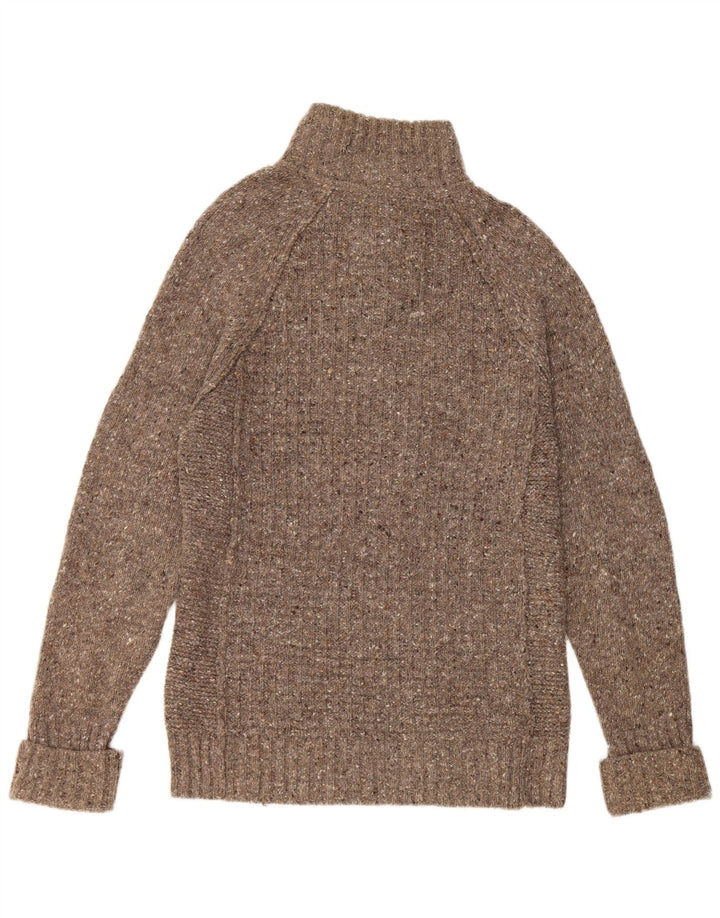 FAT FACE Pulover pentru bărbați, cu gât, cu nasturi, din lână cu pete mici, gri