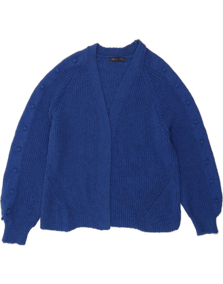 MARKS & SPENCER Womens Open Cardigan Sweater UK 14 Large Blue Polyester Vintage Marks & Spencer and Second-Hand Marks & Spencer from Messina Hembry 