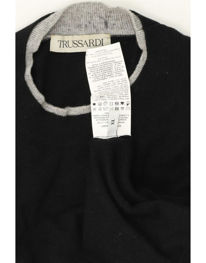 Pulover Trussardi pentru bărbați cu gât crew pulover XL poliamidă neagră
