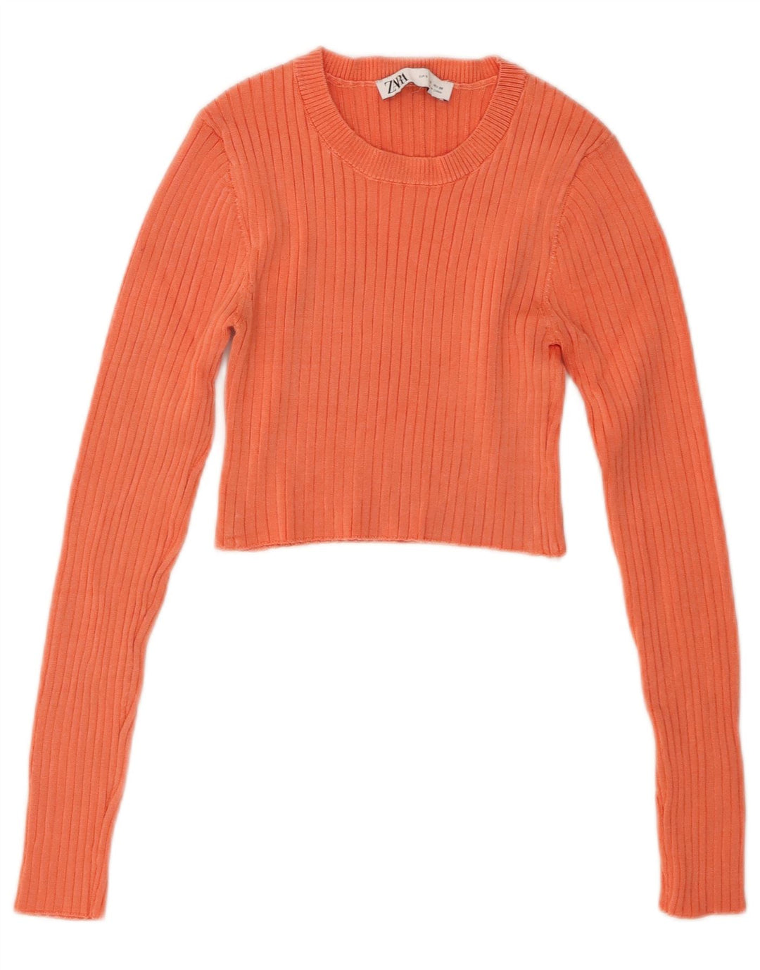 Crop Top pentru femei Zara cu mânecă lungă UK 8 mic portocaliu viscoză