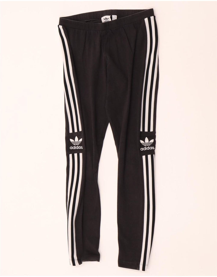 Leggings grafic Adidas pentru femei UK 12, bumbac mediu negru