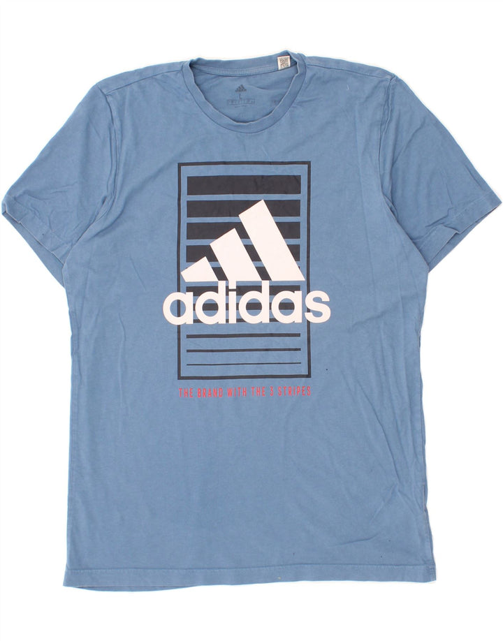 ADIDAS Mens Graphic T-Shirt Top Large Blue Cotton Vintage Adidas and Second-Hand Adidas from Messina Hembry 