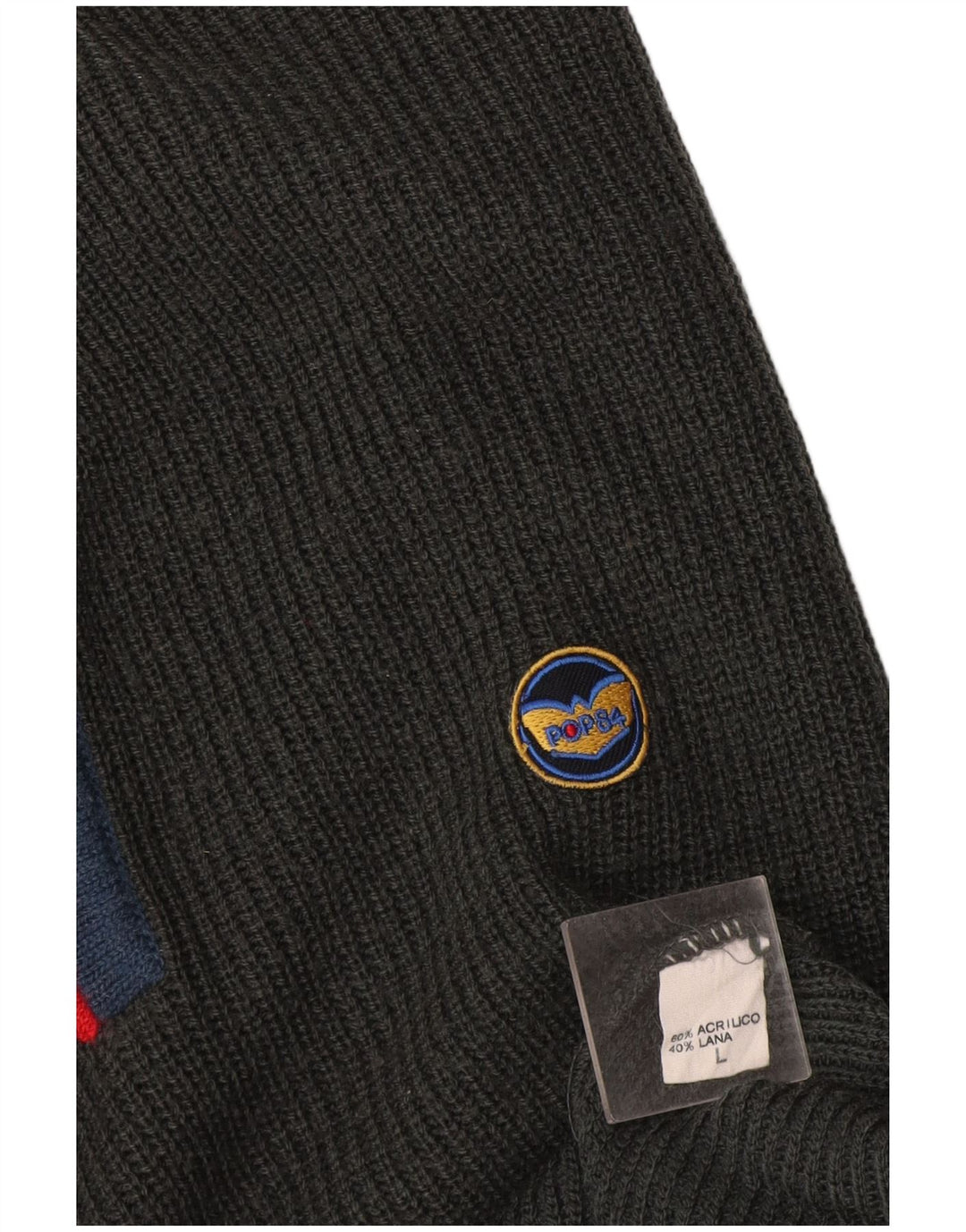 POP 84 Pulover cu gât țestoasă pentru bărbați, mare, gri acrilic color bloc