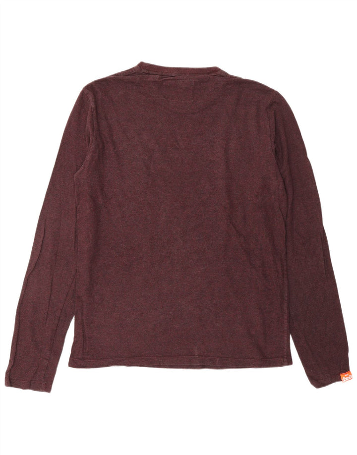 SUPERDRY Top pentru bărbați cu mânecă lungă, mare, burgundă