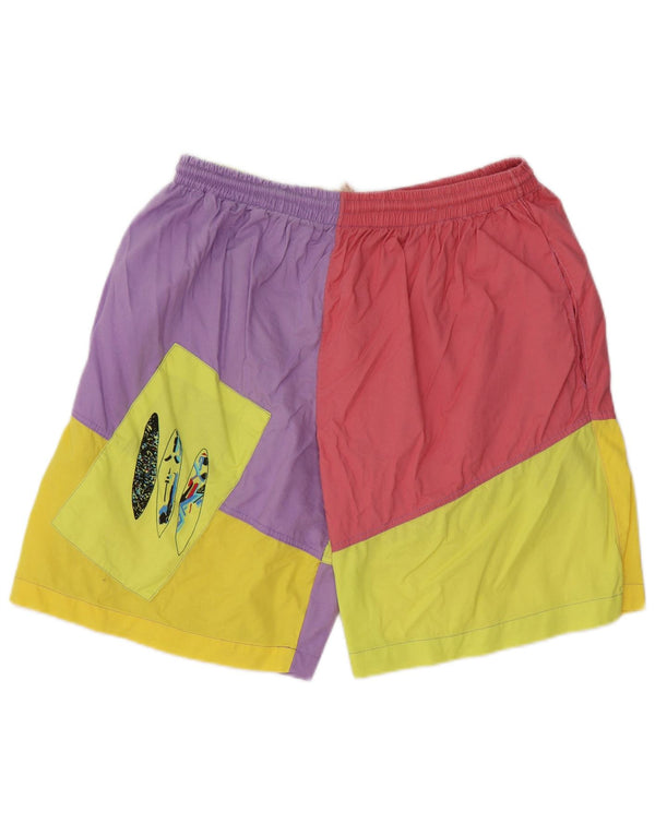 Pantaloni scurți casual vintage pentru bărbați, XL W38, multicolor, color block, bumbac