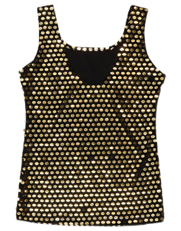 Bluză fără mâneci pentru femei vintage UK 10 Poliester negru mic