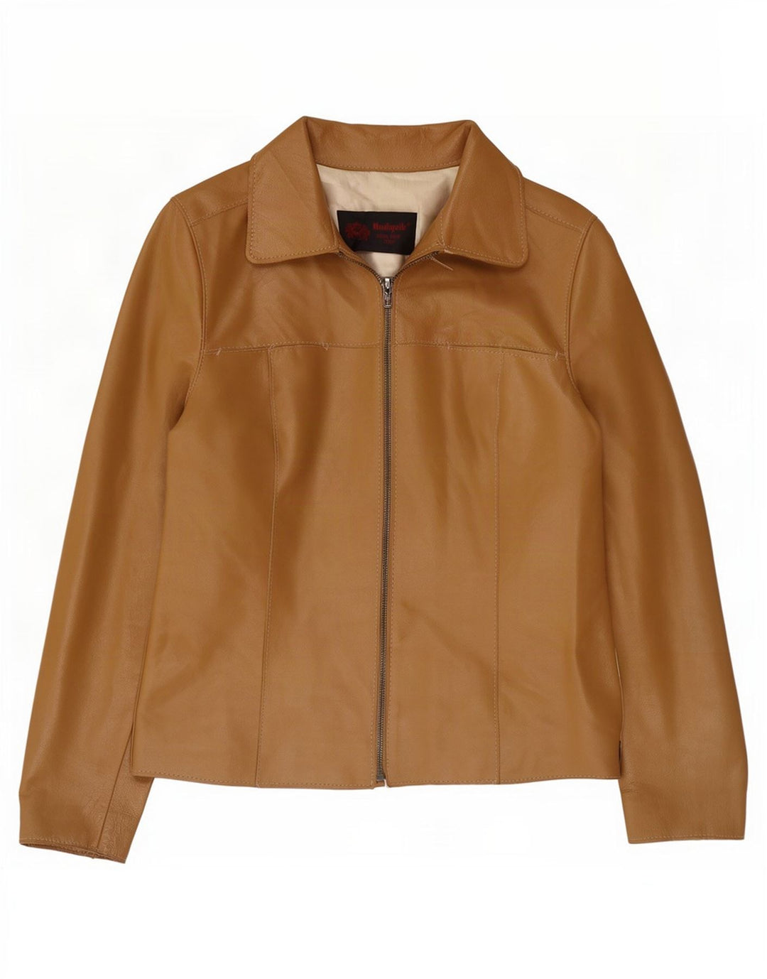 Jachetă de piele vintage pentru femei UK 8 Small Beige