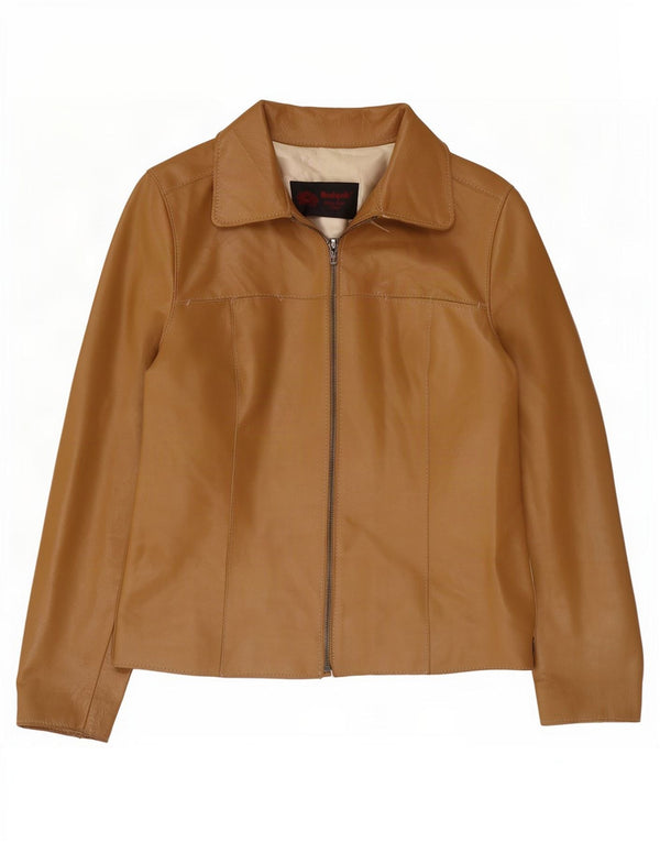 Jachetă de piele vintage pentru femei UK 8 Small Beige