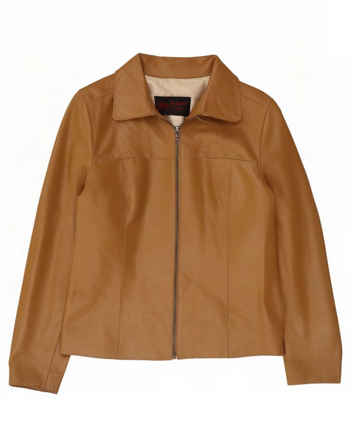 Jachetă de piele vintage pentru femei UK 8 Small Beige