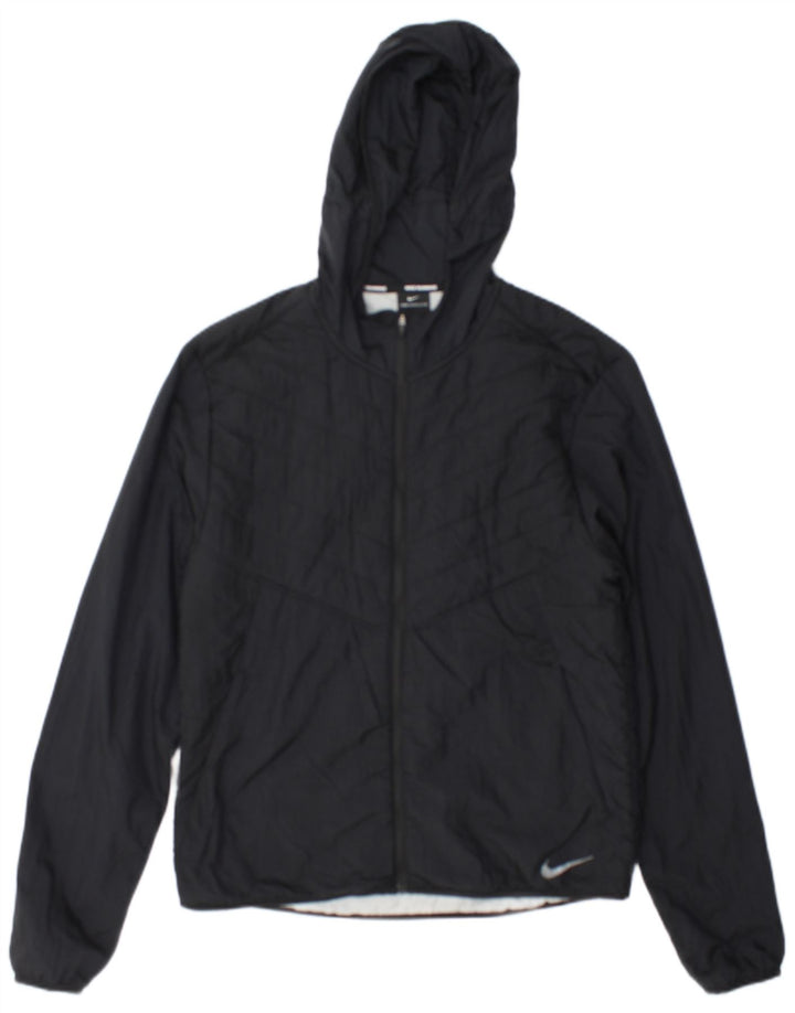 Jachetă căptușită cu glugă pentru alergare Nike pentru femei UK 10 Nylon negru mic