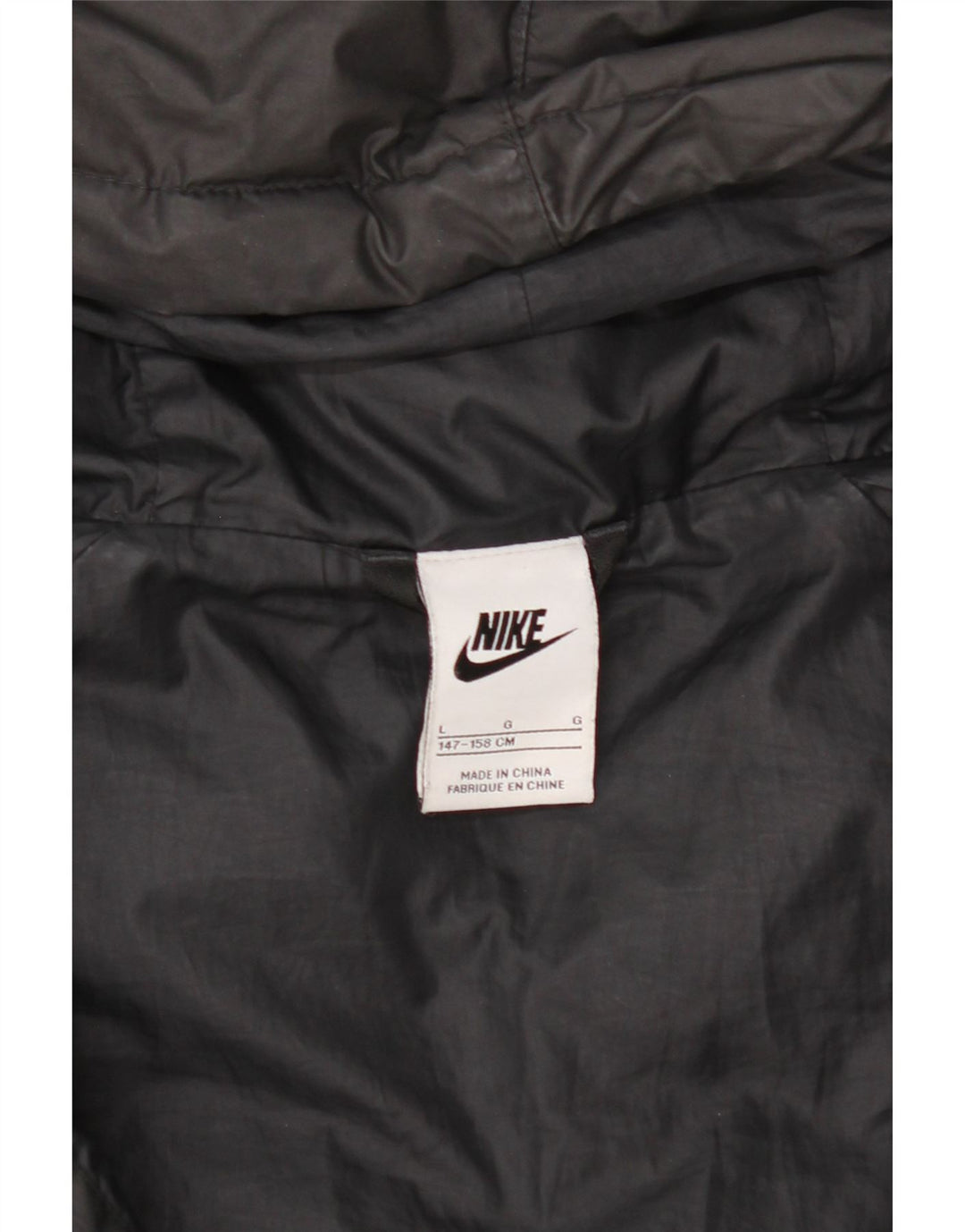 Jachetă căptușită cu glugă Nike pentru băieți 12-13 ani, mare, negru, poliester