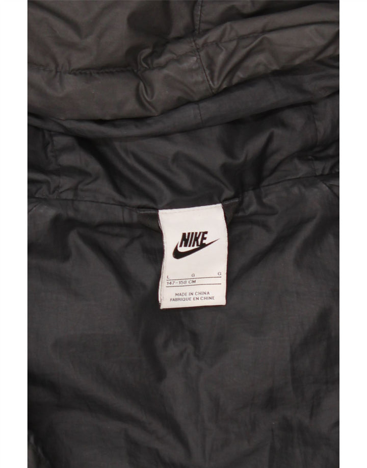 Jachetă căptușită cu glugă Nike pentru băieți 12-13 ani, mare, negru, poliester
