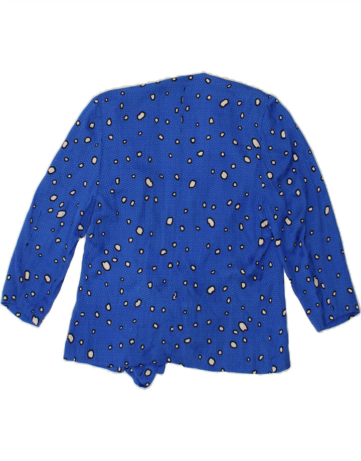 VINTAGE Womens Abstract Pattern 3/4 Sleeve Cardigan Top UK 14 Large Blue Vintage Vintage and Second-Hand Vintage from Messina Hembry 