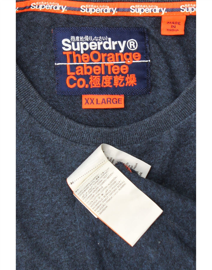 SUPERDRY Top pentru bărbați cu mânecă lungă 2XL, albastru bleumarin, bumbac color bloc
