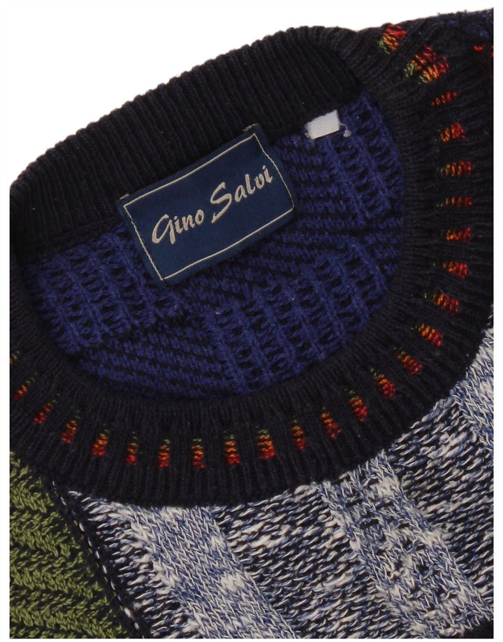 Pulover vintage pentru bărbați, cu gâtul turn, XL, multicolor, mozaic