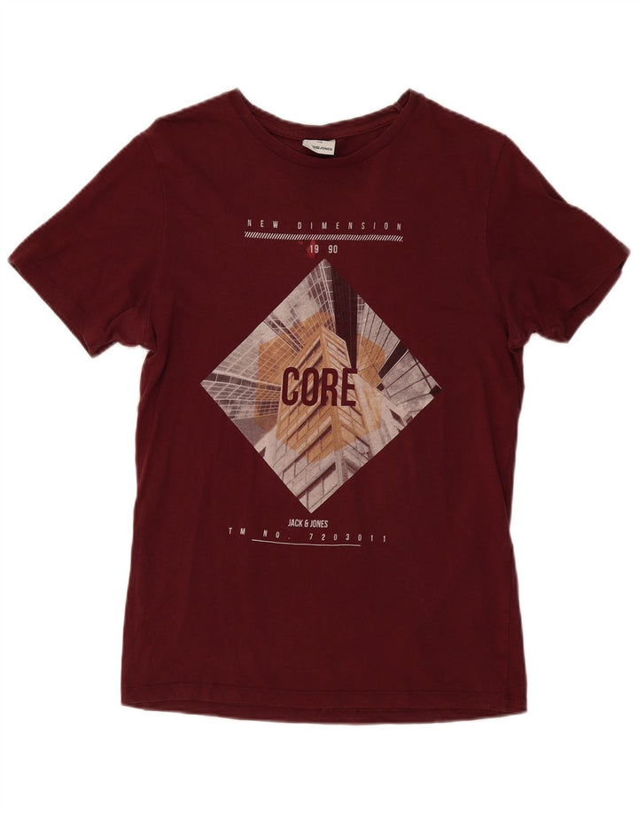 JACK & JONES Bărbați Core Tricou grafic Top XS Bumbac Burgundy