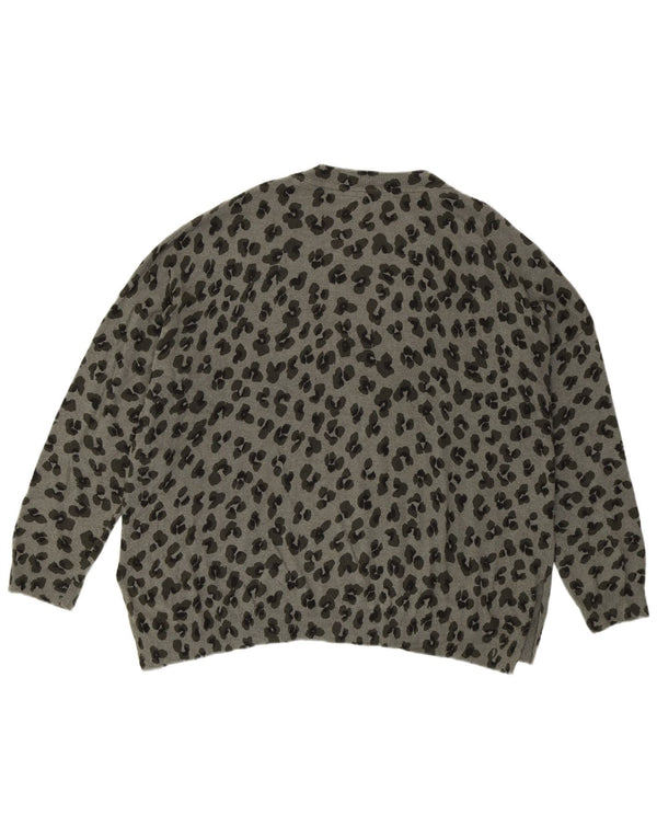 MINT VELVET Pulover pentru femei cu decolteu în V UK 18 XL Gri Animal Print