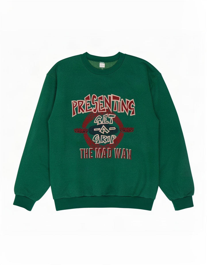 Hanorac vintage pentru bărbați cu grafică Jumper XL bumbac verde