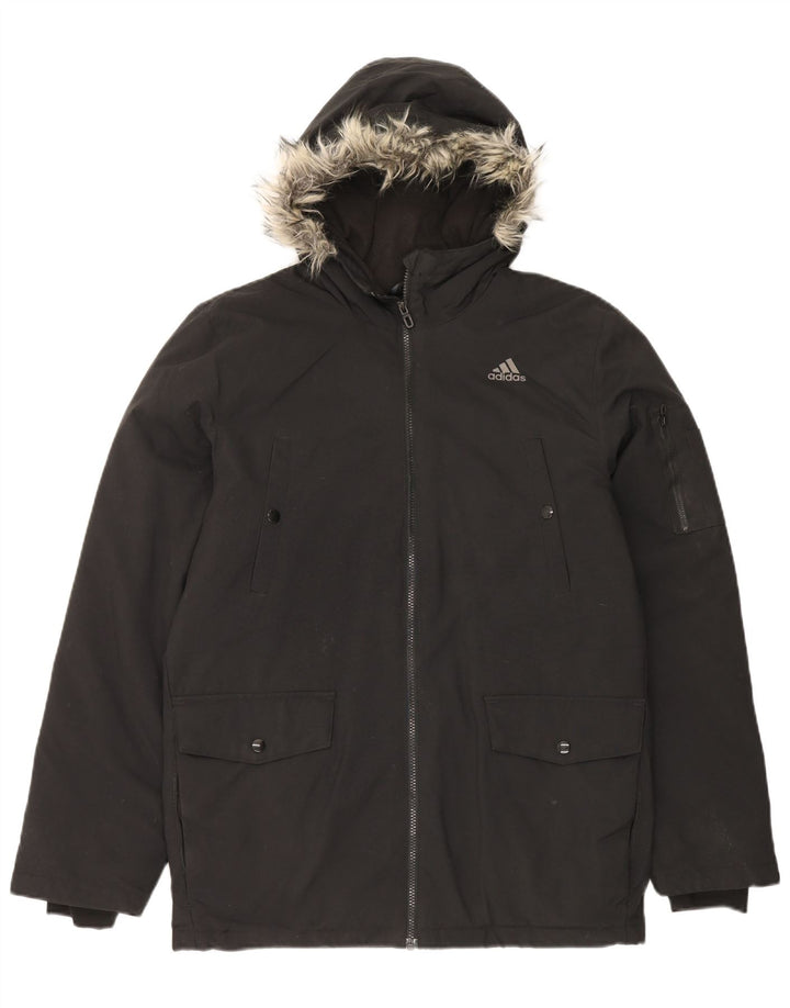 Jachetă parka cu glugă pentru bărbați Adidas UK 36 Nylon mic negru