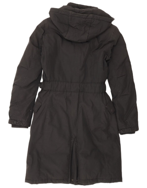 Palton căptușit cu glugă Woolrich pentru femei UK 6 XS bumbac negru