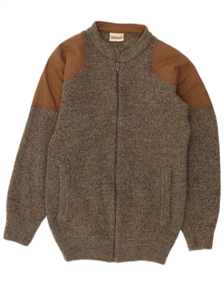 SETTEBELO Pulover cardigan pentru bărbați din lână maro mică