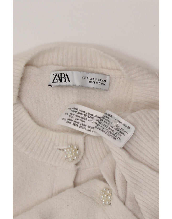 Pulover cardigan pentru femei Zara UK 10 Poliamidă albă mică