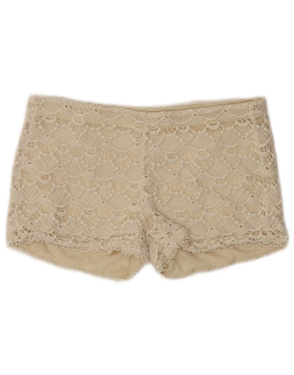 Zara Womens Lace Hot Pants Medium W28  Beige Cotton