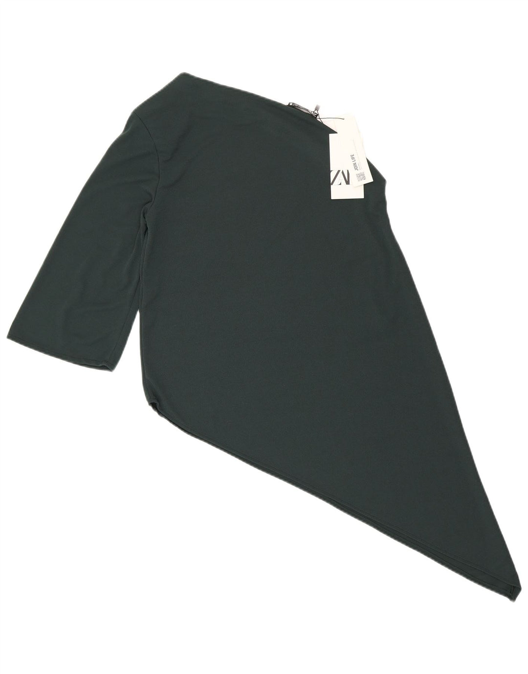 Top asimetric cu un singur umăr pentru femei Zara UK 10 Poliester verde mic