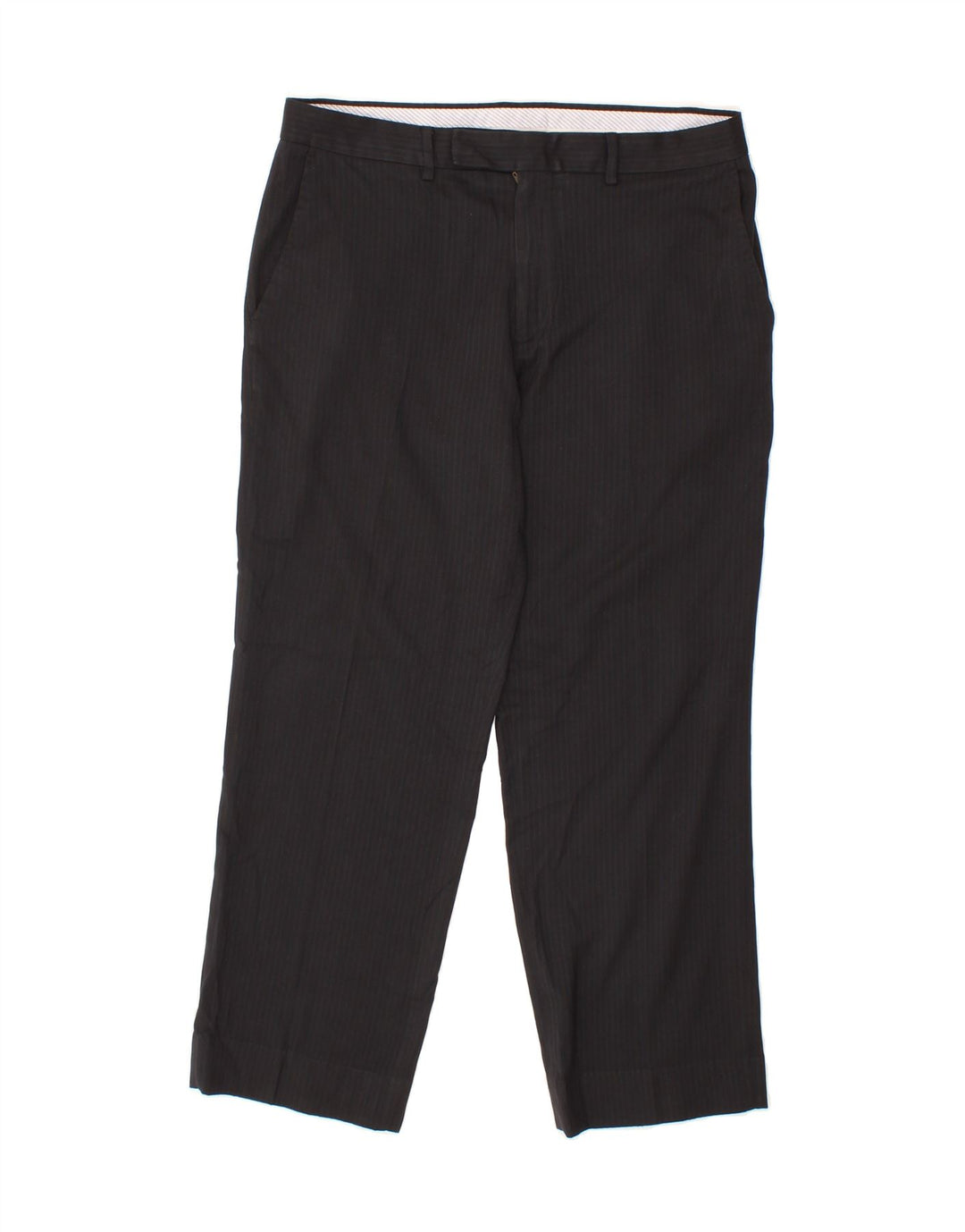 BENETTON Mens Straight Suit Trousers W34 L27 Black Striped Polyester Vintage Benetton and Second-Hand Benetton from Messina Hembry 