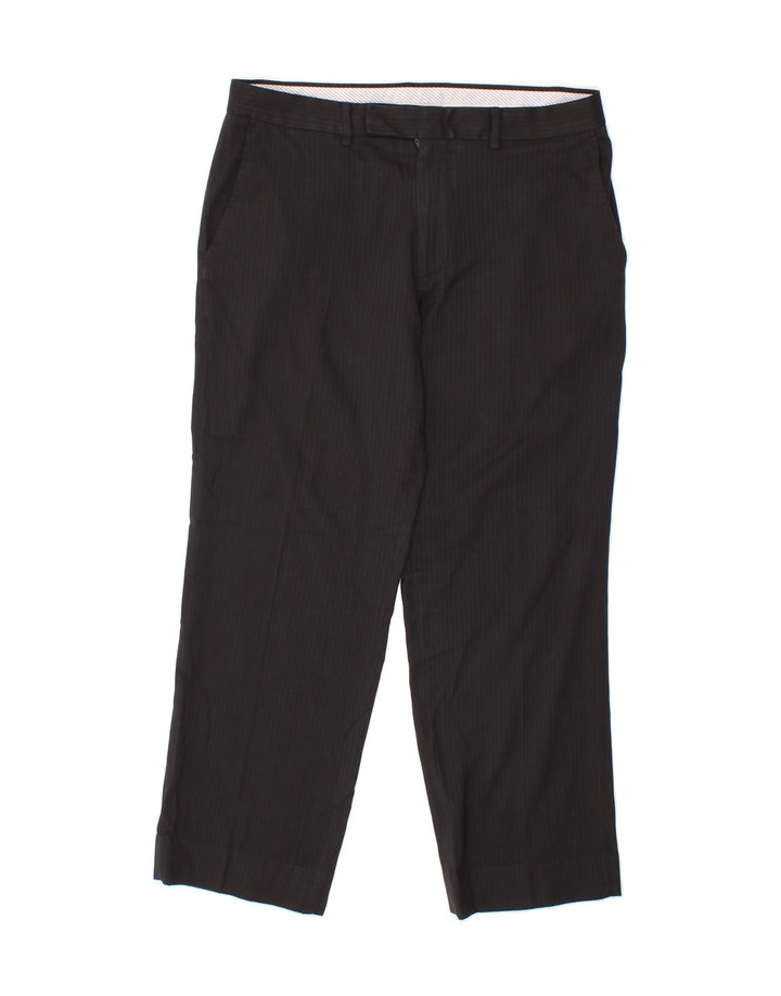BENETTON Mens Straight Suit Trousers W34 L27 Black Striped Polyester Vintage Benetton and Second-Hand Benetton from Messina Hembry 