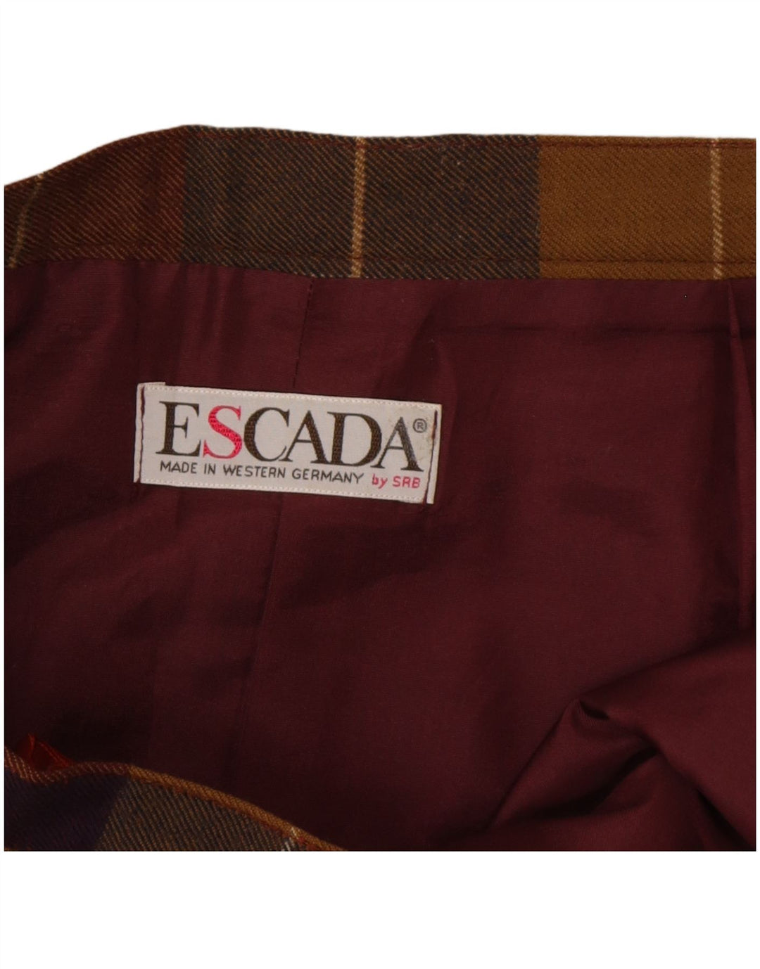 Fustă A-Line plisată pentru femei Escada W30 Lână carouri multicoloră medie