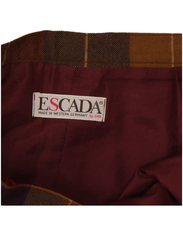 Fustă A-Line plisată pentru femei Escada W30 Lână carouri multicoloră medie