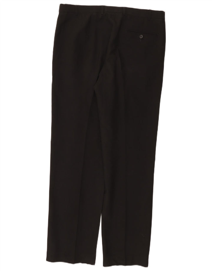 MARKS & SPENCER Pantaloni de costum pentru bărbați, cu ajustare normală, L36 L33, poliester negru